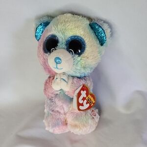 Ty Beanie Boo Hope Pastel Bear with Blue Accents